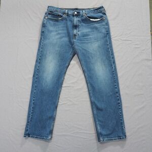 Levis 505 Jeans Mens 36x30 Blue Medium Wash Denim Pants Faded Everyday Work